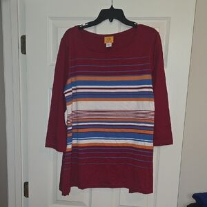 Ruby Rd. Burgundy and Blue Top